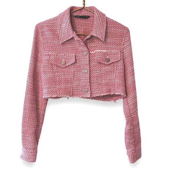 NWOT! Zara Barbie Pink Tweed Cropped Jacket - Picture 7 of 13